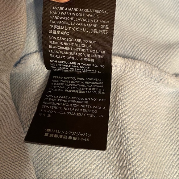 Balenciaga Paris 2020 Wom M Gorgeous Light Blue Logoed French Terry Sweatshirt - Picture 8 of 10